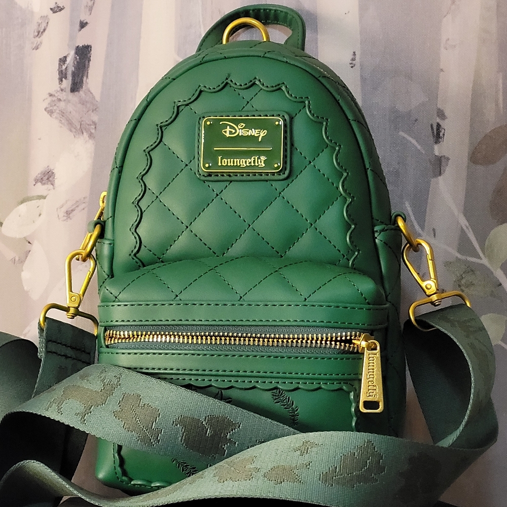 Bambi Loungefly X Disney Green Quilted Pattern Crossbody Sling Matching Coin Bag - Picture 16 of 16